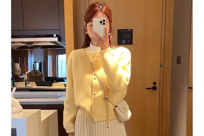 Pearl Plain Faux Buttoned Cardigan