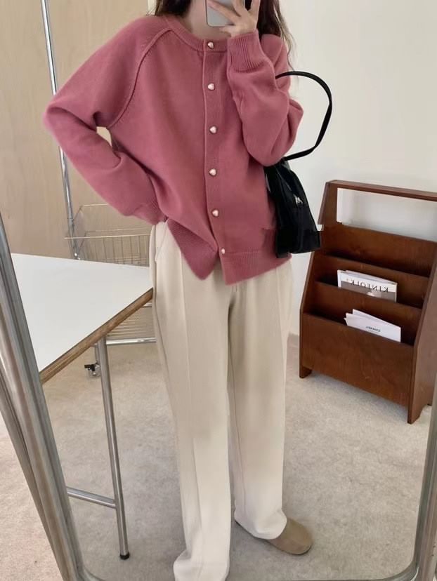 Cardigan Plain Button-Up