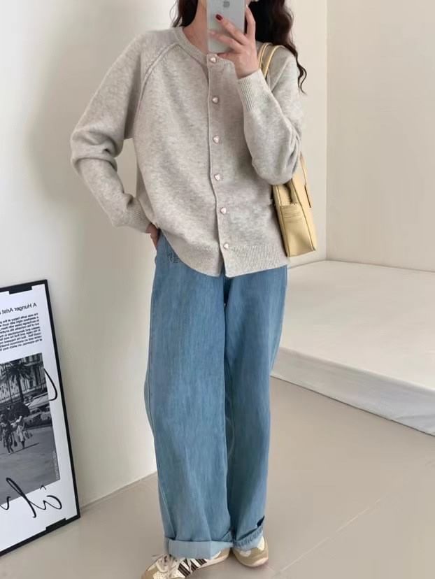 Cardigan Plain Button-Up