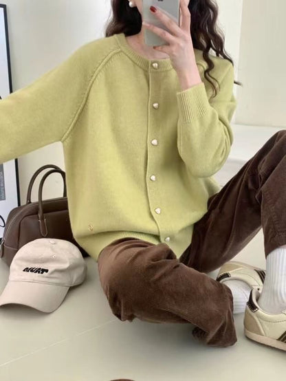 Cardigan Plain Button-Up