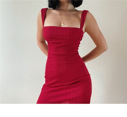 Midi Off Dress Plain Shoulder Sheath