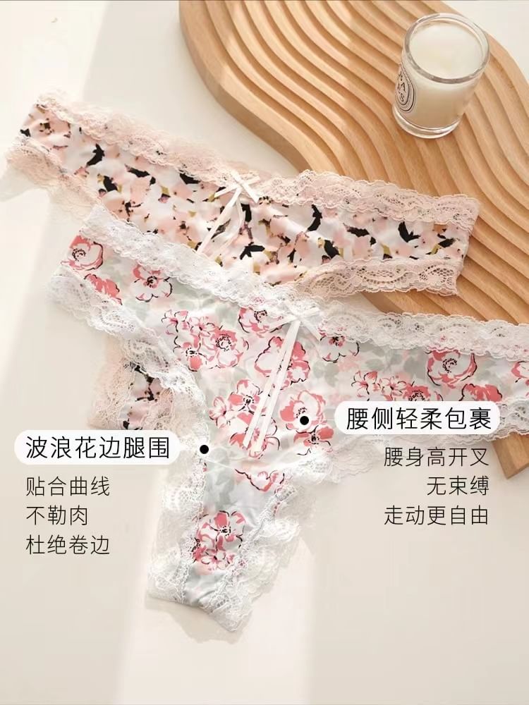 Thongs Set: Print Lace