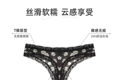 Print Thongs Set: Lace
