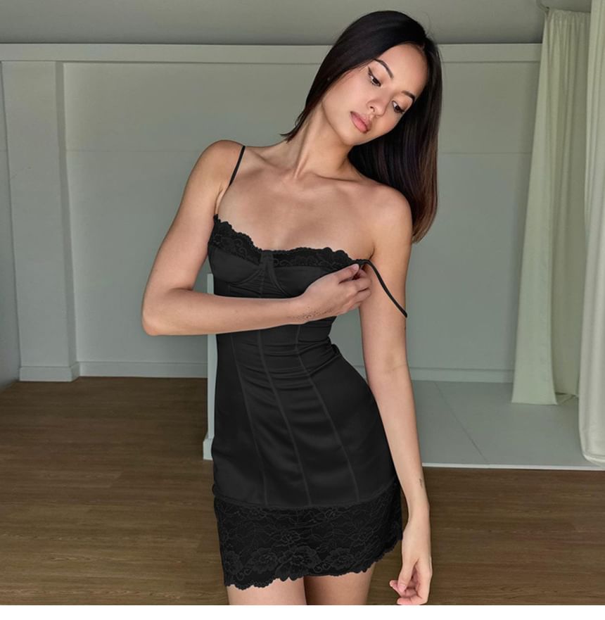 Strap Mini Lace Spaghetti Dress