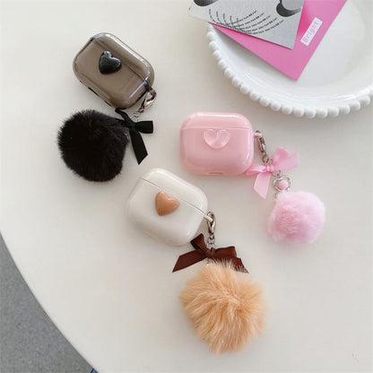 Heart Ribbon Pom Pom AirPods / Pro Earphone Case Skin