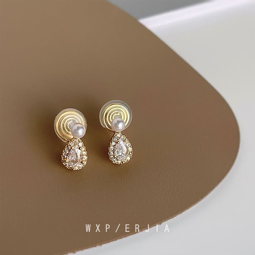 Faux Pearl Alloy Cuff Ear Droplet Rhinestone