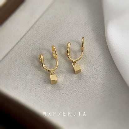 Cuff Alloy Cube Earring Drop