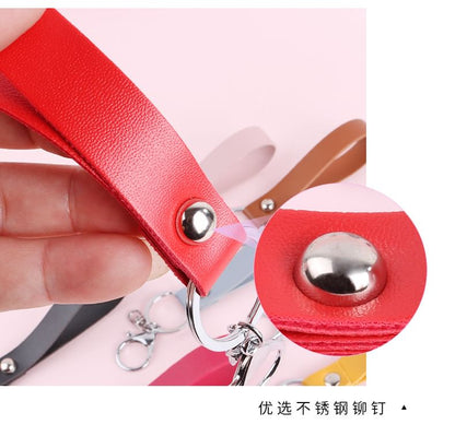 Faux Leather Strap Bag Charm Keyring