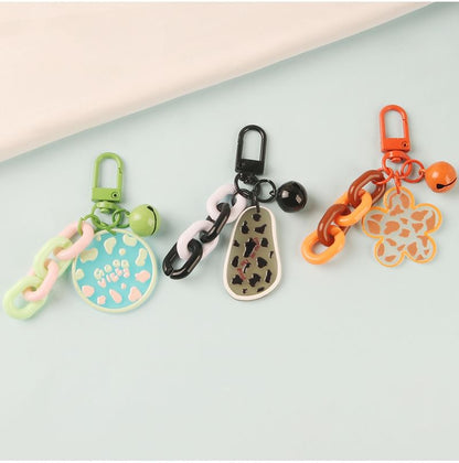 Acrylic Bell Chunky Chain Bag Charm Keyring (Various Designs)