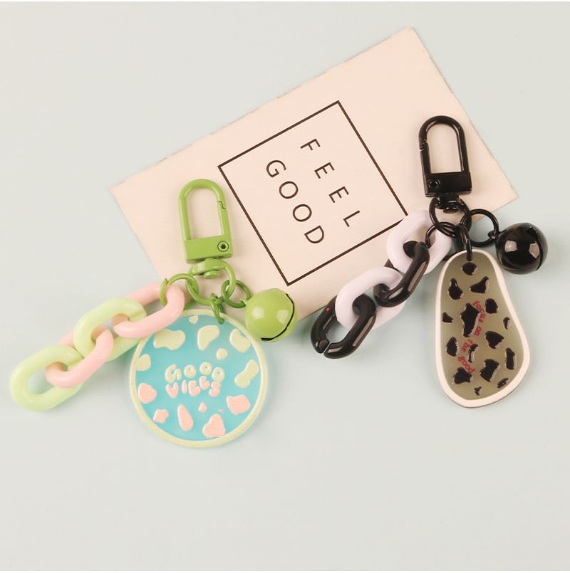 Acrylic Bell Chunky Chain Bag Charm Keyring (Various Designs)