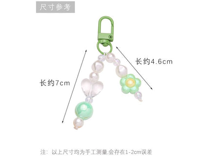 Floral Faux Pearl Bag Charm Keyring