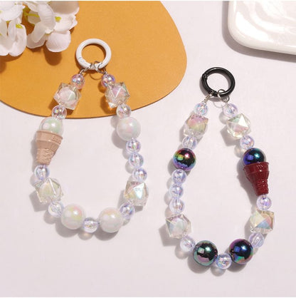 Ice Cream Acrylic Bead Bag Charm Keyring