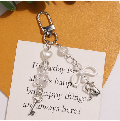 Flying Heart Lock & Key Acrylic Alloy Bag Charm Keyring