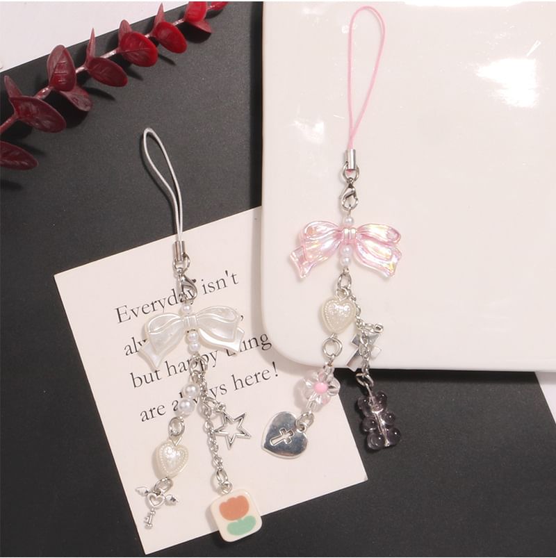 Bow Acrylic Alloy Phone Charm (Various Designs)