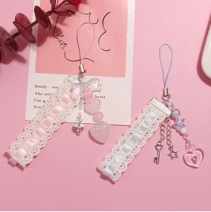 Heart Lace Acrylic Phone Charm (Various Designs)