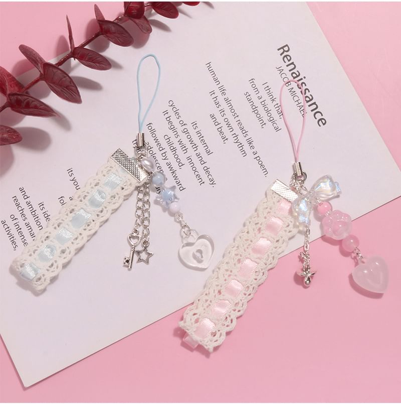 Heart Lace Acrylic Phone Charm (Various Designs)