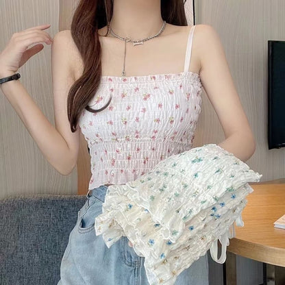 Floral Print Smocked Ruffled Camisole Top