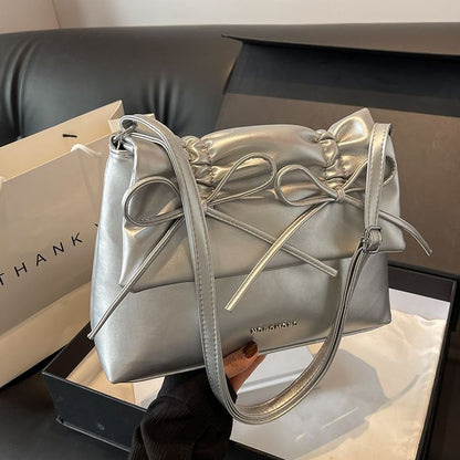 Shoulder Leather Bow Bag Faux