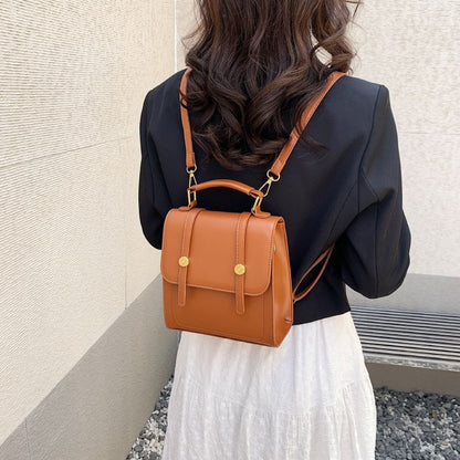 Faux Flap Leather Backpack