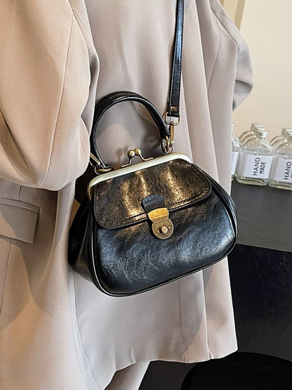 Leather Faux Clasped Crossbody Bag