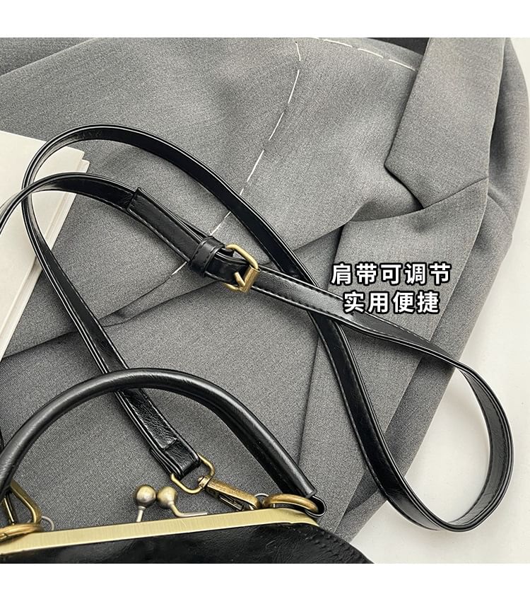 Leather Faux Clasped Crossbody Bag