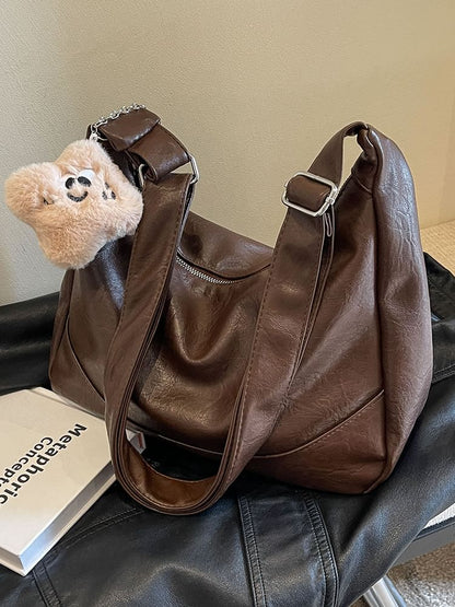 Plain Shoulder Faux Bag Leather