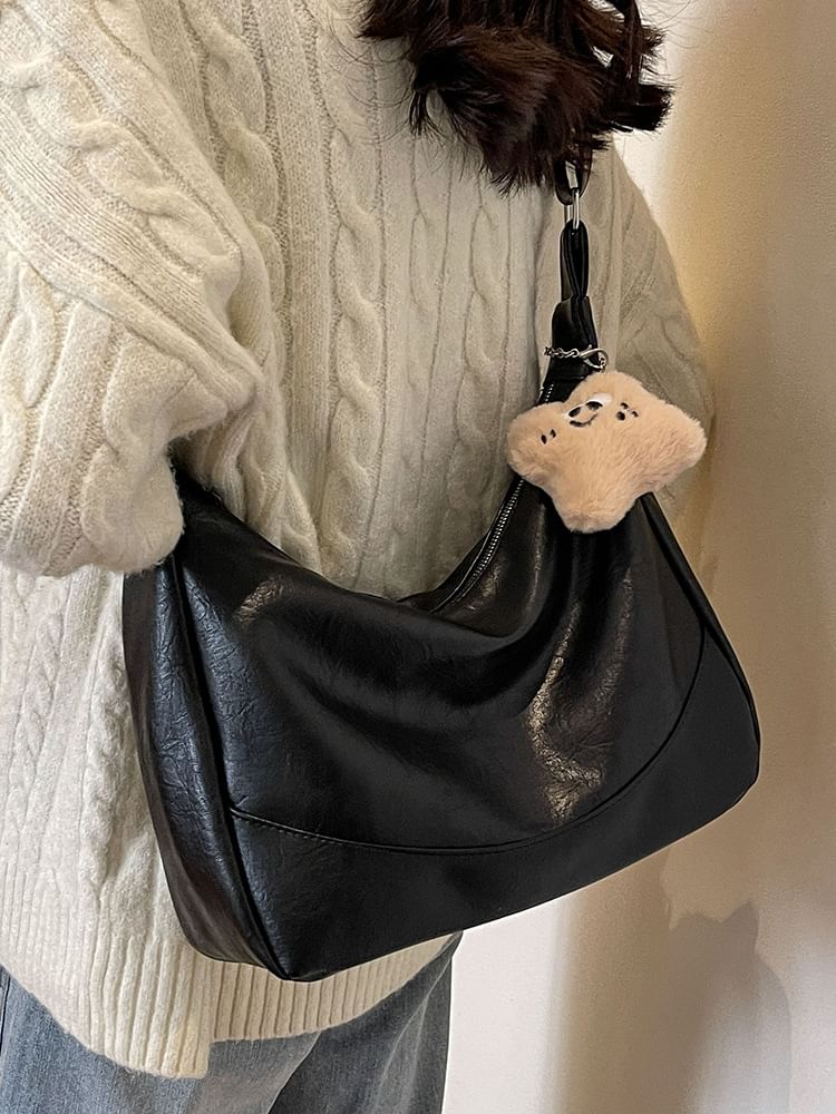 Plain Shoulder Faux Bag Leather