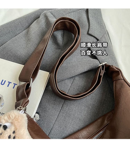 Plain Shoulder Faux Bag Leather