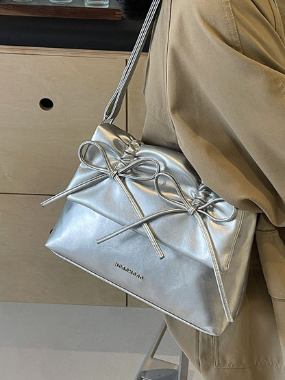 Bag Flap Leather Faux Ribbon Crossbody