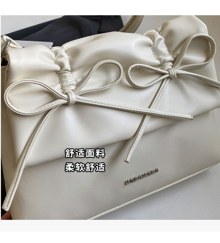 Bag Flap Leather Faux Ribbon Crossbody