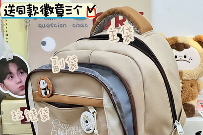 Cartoon Embroidered Multi-Pocket Backpack / Coin Purse / Bag Charm / Set