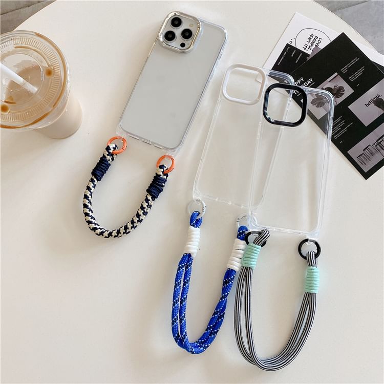 Phone Strap Transparent Phone Case - iPhone 15 Pro Max / 15 Pro / 15 Plus / 15 / 14 Pro Max / 14 Pro / 14 Plus / 14 / 13 Pro Max / 13 Pro / 13 / 13 mini / 12 Pro Max / 12 Pro / 12 / 12 mini