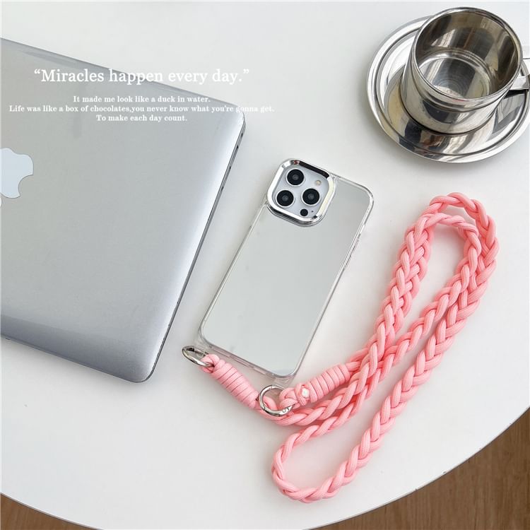 Braided Lanyard Phone Case - iPhone 15 Pro Max / 15 Pro / 15 Plus / 15 / 14 Pro Max / 14 Pro / 14 Plus / 14 / 13 Pro Max / 13 Pro / 13 / 13 mini / 12 Pro Max / 12 Pro / 12 / 12 mini