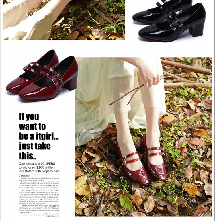 Jane Heel Mary Double Chunky Strap Shoes