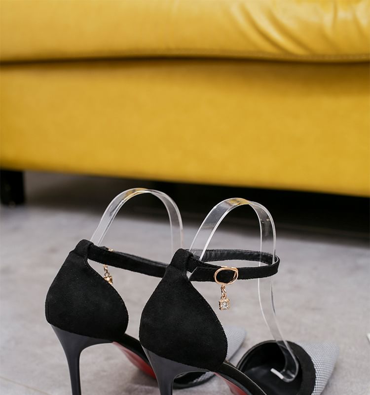 Sandals Ankle Heel Pointy Strap Stiletto