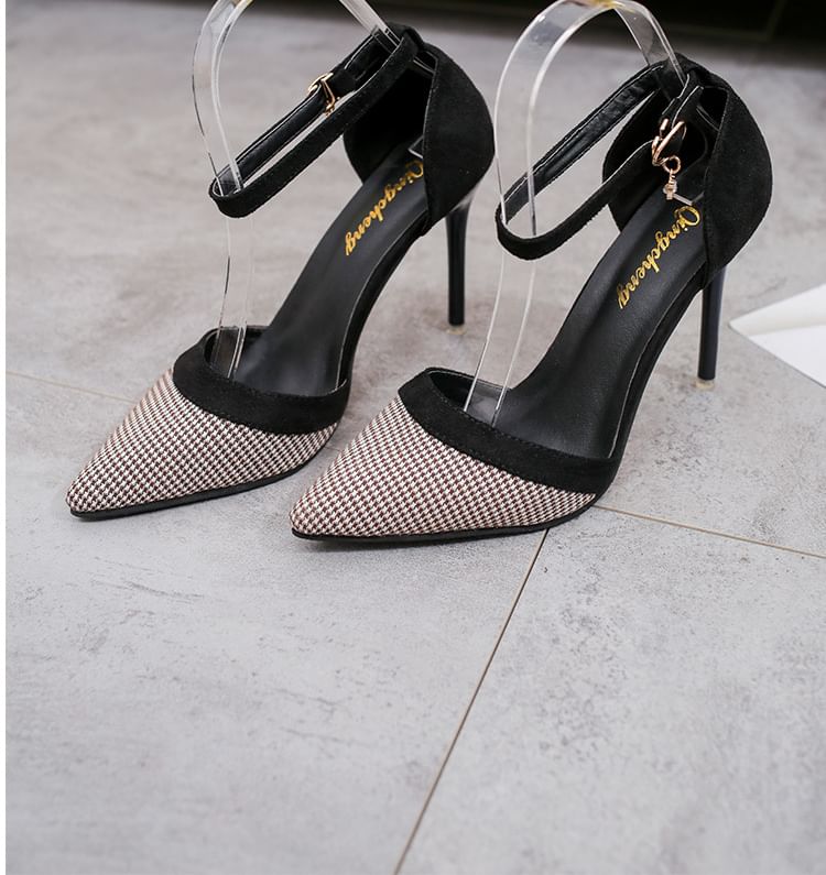 Sandals Ankle Heel Pointy Strap Stiletto