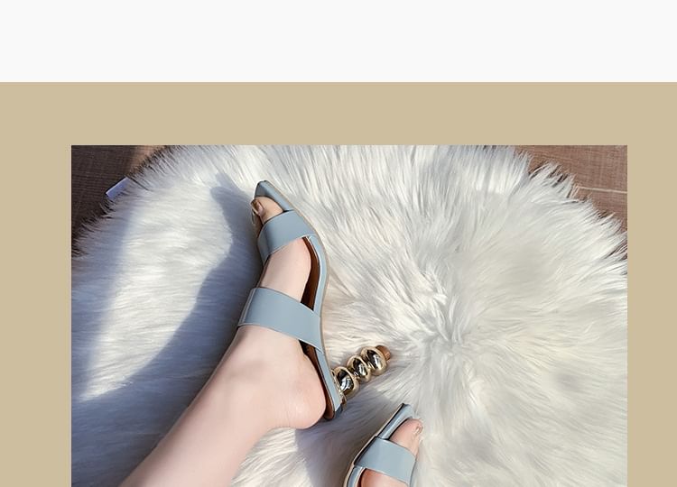 Chunky Slide Heel Square-Toe Sandals