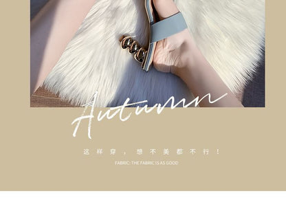 Chunky Slide Heel Square-Toe Sandals