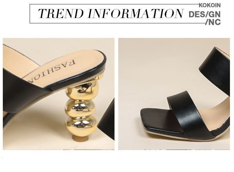 Chunky Slide Heel Square-Toe Sandals