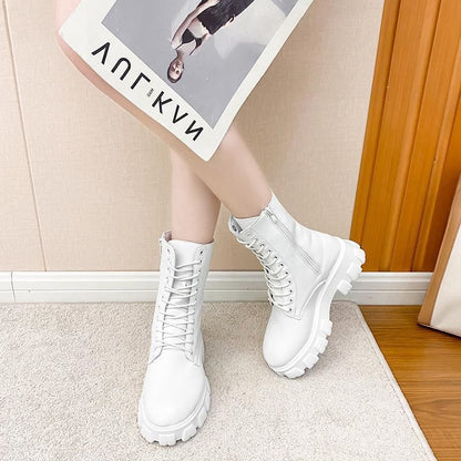 Lace-Up Heel Short Chunky Platform Boots