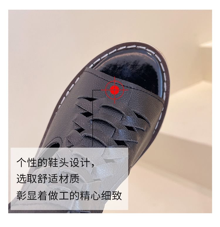 Sandals Heel Cutout Chunky Buckled