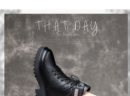 Chunky Boots Platform Heel Lace-Up Short
