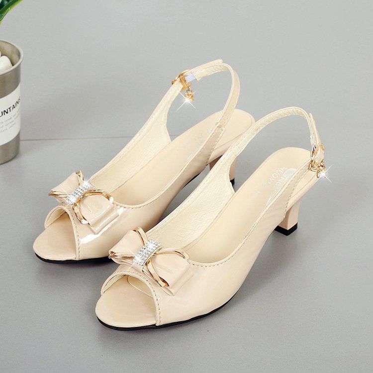 Sandals Chunky Slingback Heel BOw