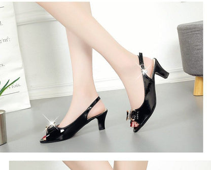 Sandals Chunky Slingback Heel BOw