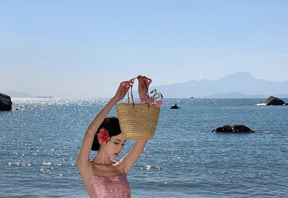 Set: Maxi Camisole Skirt Plain Top High Crop + Waist