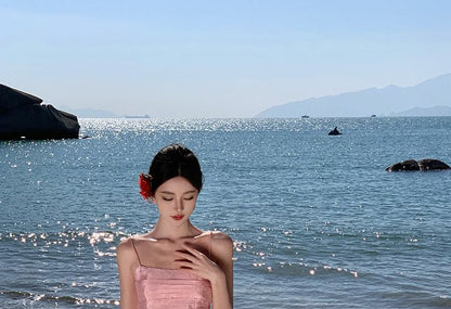 Set: Maxi Camisole Skirt Plain Top High Crop + Waist