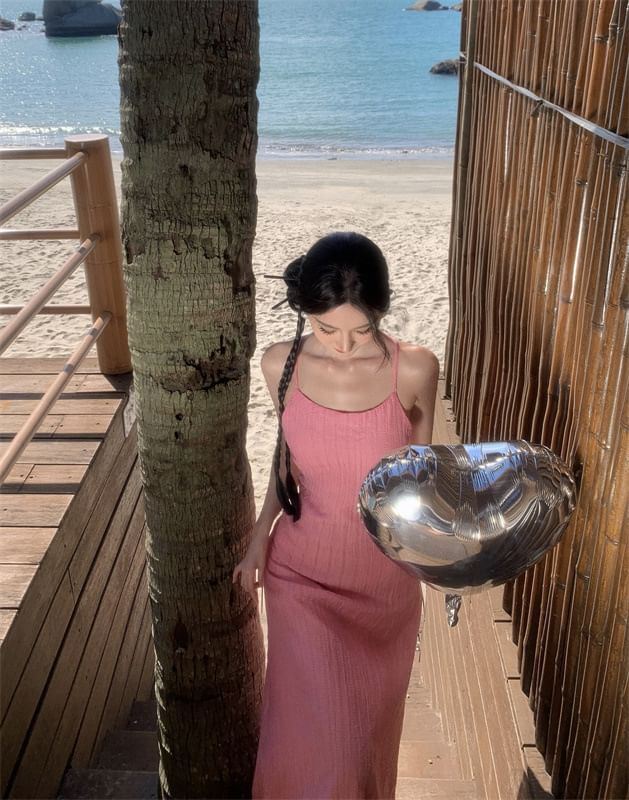 Strap Spaghetti Dress Plain Maxi Mermaid