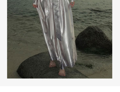 Maxi Dress Cutout V-Neck Long-Sleeve A-Line