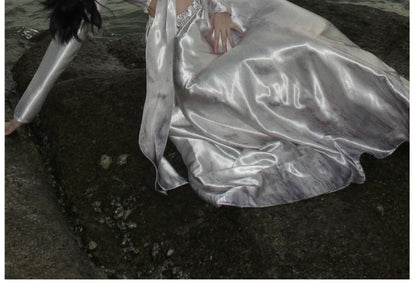 Maxi Dress Cutout V-Neck Long-Sleeve A-Line