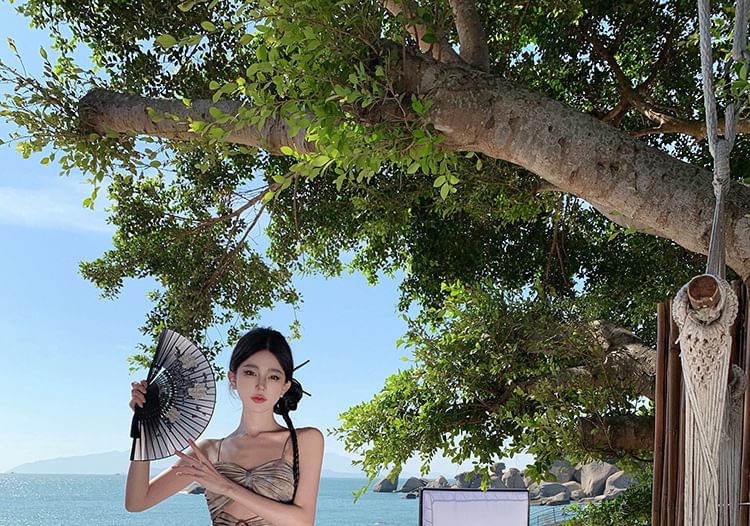 Tie Waist Crop + Maxi A-Line Set: Camisole Dye Skirt Top High